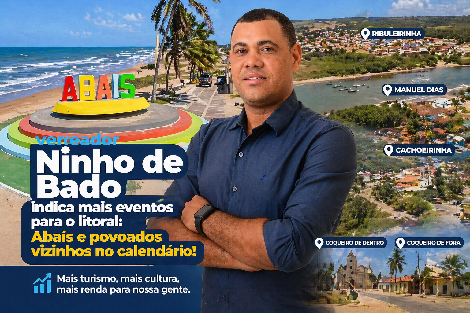 Ninho de Bado propõe ampliar eventos no litoral de Estância
